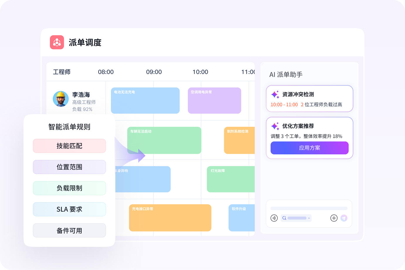 智能派单调度界面